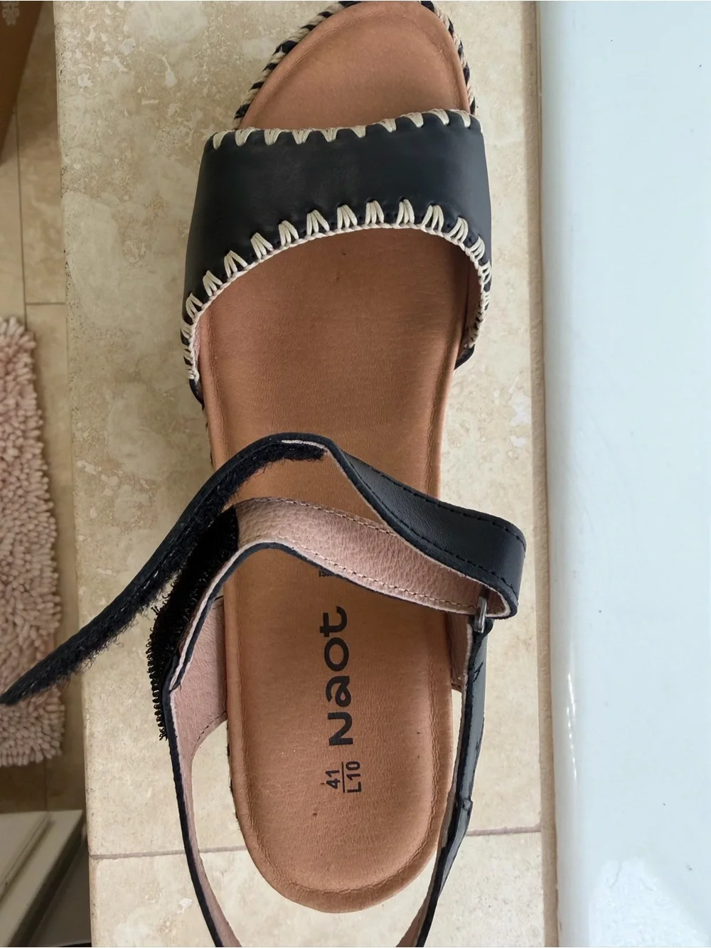 Naot Black Braided Espadrille Platform Sandals size 10